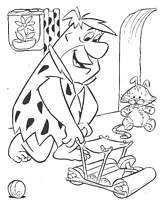 coloriage flintstones fred pierreafeu joue avec les jouets